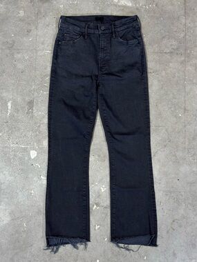 MOTHER The Insider Crop Step Fray Jeans Not Guilty Black High Rise Size 26